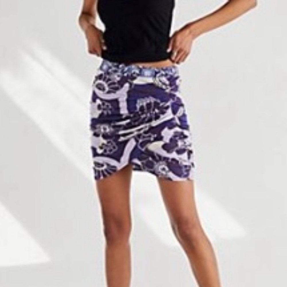 Free People Purple Tie-Dye Pencil Mini Skirt